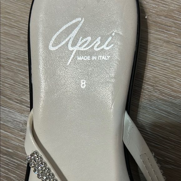 Apri -Man Made in Italy White Rhinestone Sandals with Cushioned Footbed - Picture 9 of 9